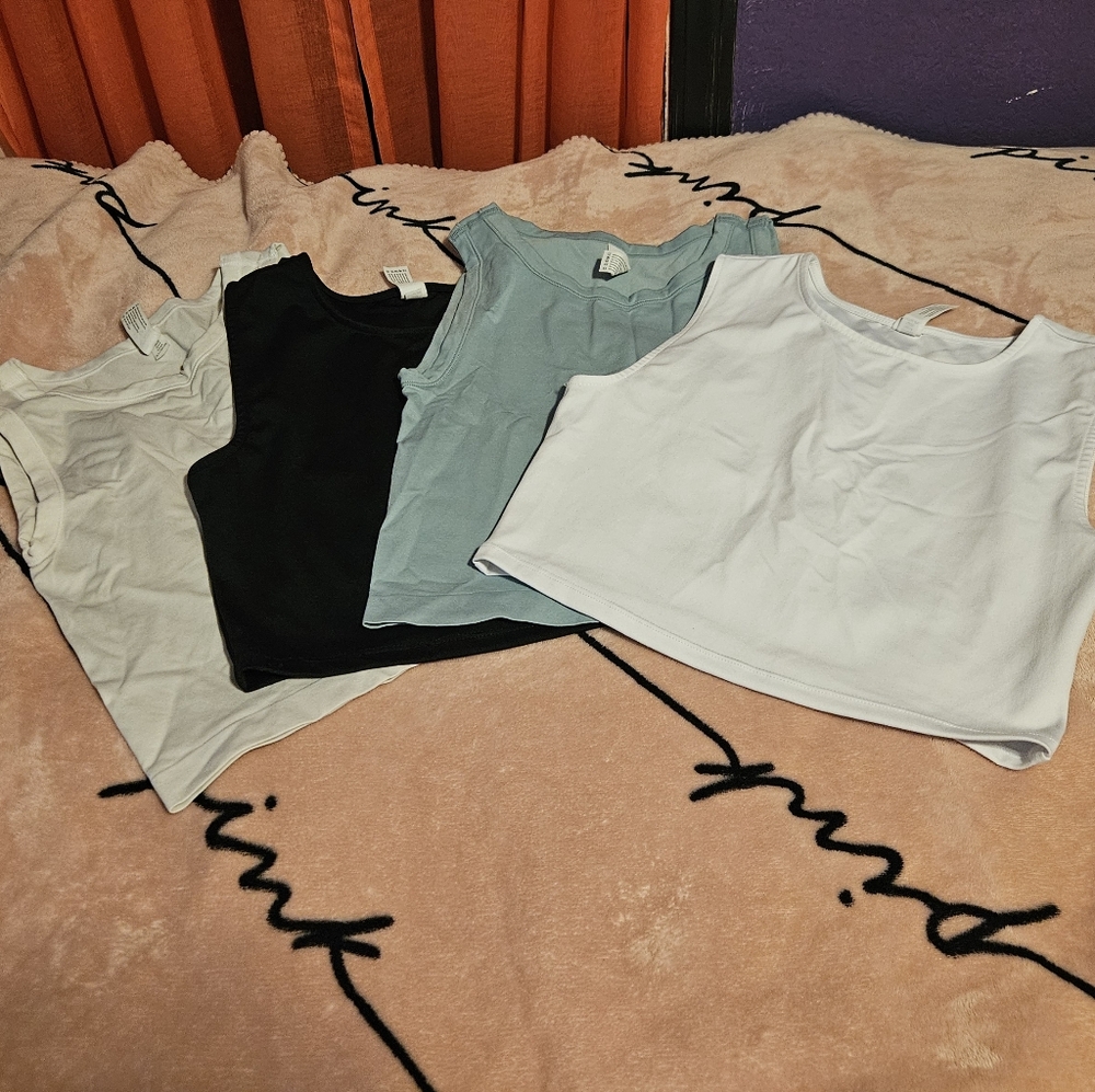 Women's Crop Tanks - Black, White, Cream, Green